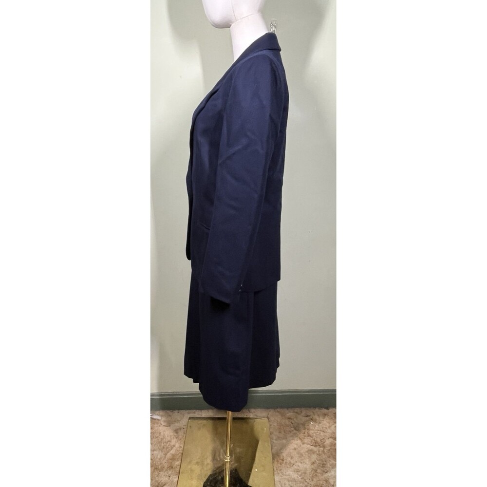 Vtg St Michael Womens 2-piece Navy Wool Sz 10 Blazer & Sz 12 Skirt Pleated Suit - Picture 4 of 16